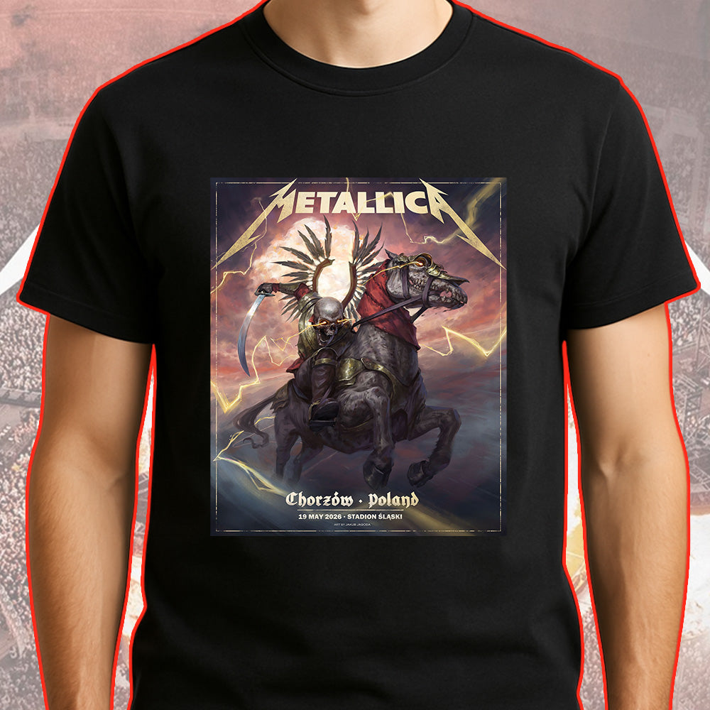 Metallica M72 World Tour Chorzow Poland May 19 2026 Stadion Slaski horseman black graphic T-shirt